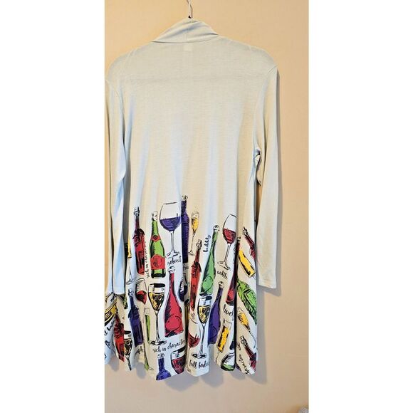A Walk In The Park Womens Wineology Wine Cardigan Size L Fun Drinking! - Picture 3 of 4